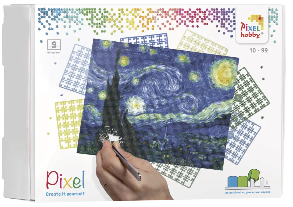 Kit 9 basisplaten en ± 170 pixelmatjes - De sterrennacht - van Gogh