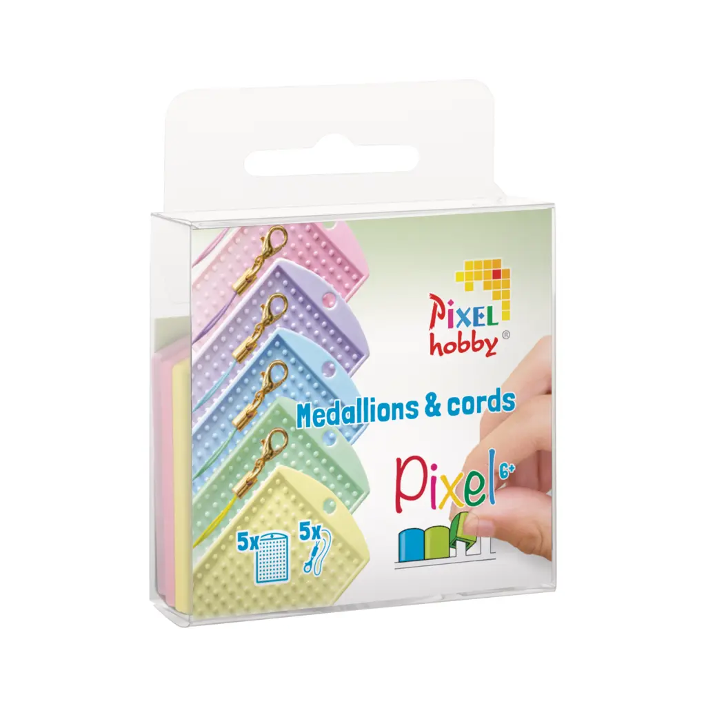 Set van 5 medaillions & 5 color cords - Pastel kleuren