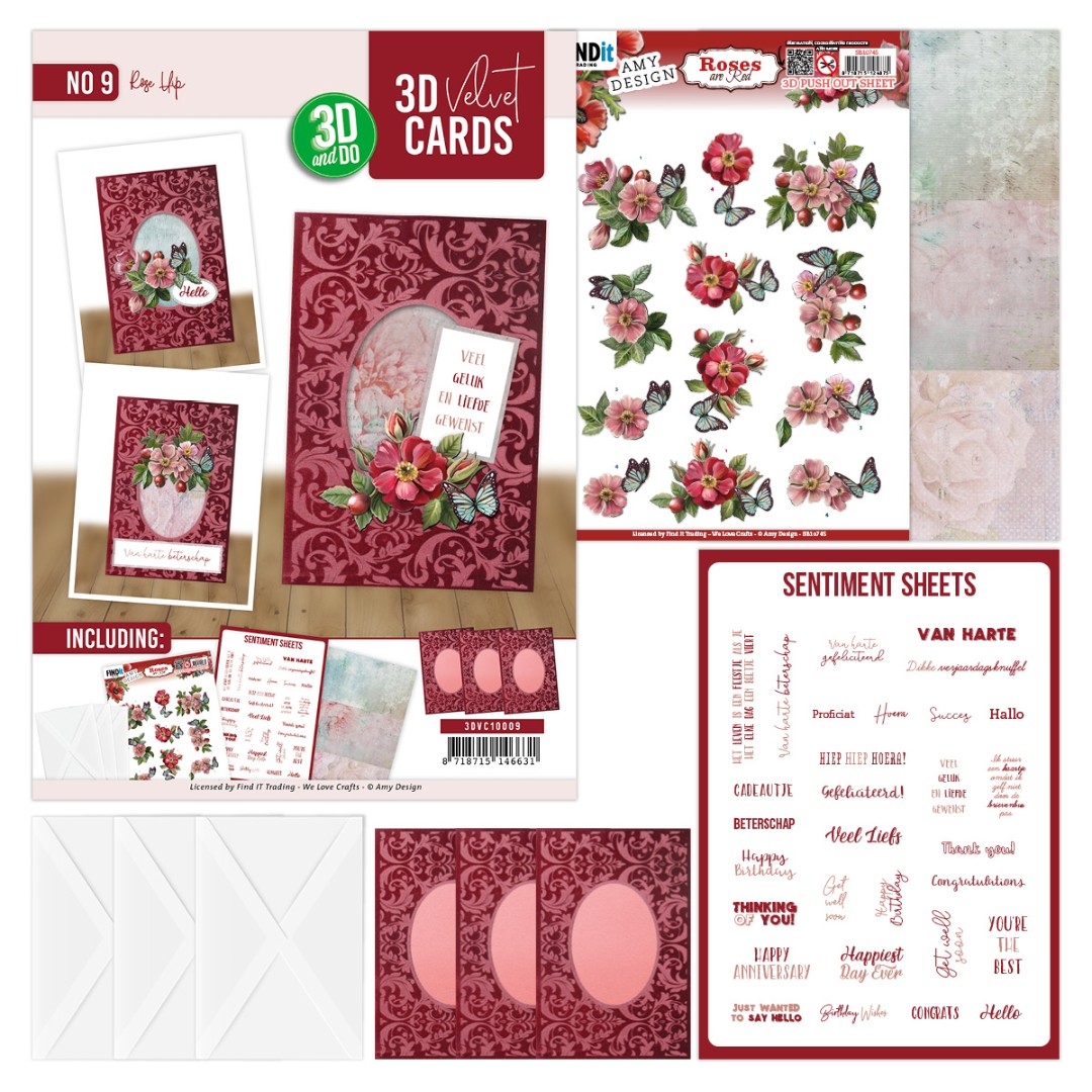 3D Velvet Cards A6 - Rose Hip