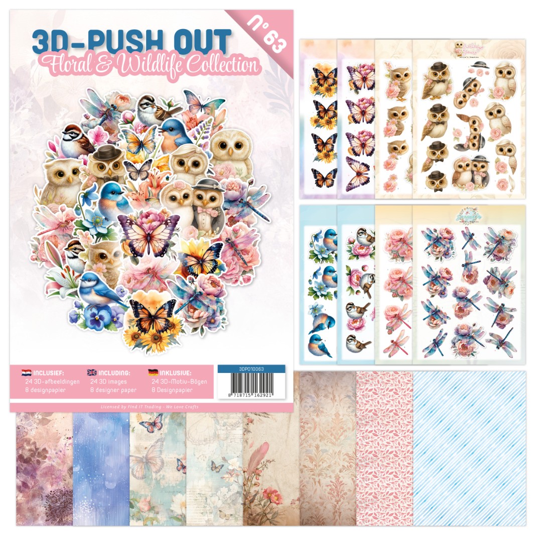 3D Push-Out Book 63 - Floral &amp; Wildlife Collection