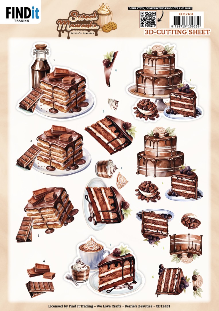 3D Cutting Sheet - Berries Beauties - Sweet Moments - Baked with love
