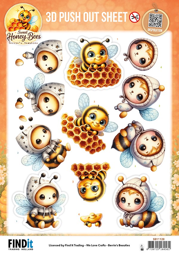 3D Pushout Sheet - Berries Beauties - Sweet Honey Bees - Honeycomb Friends