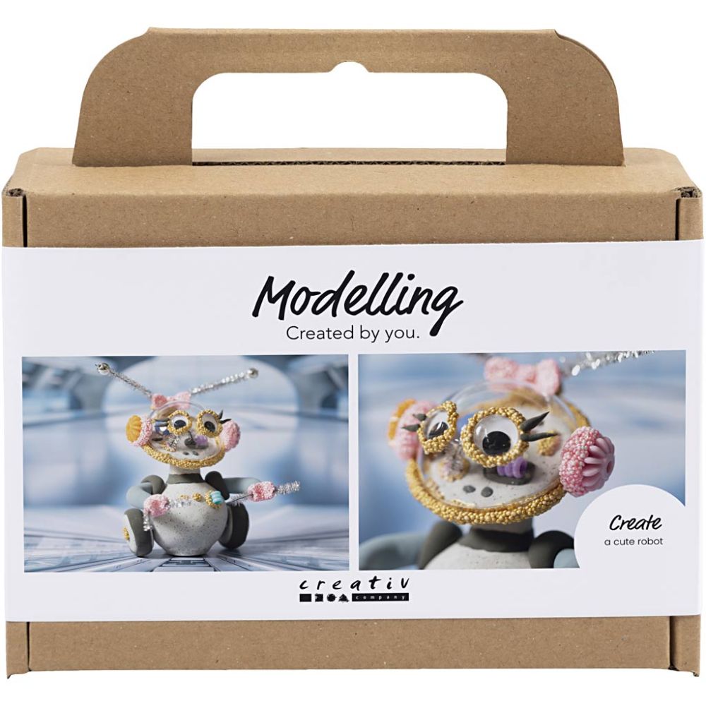 Mini Hobbyset Boetseren, Robot, grijs, roze