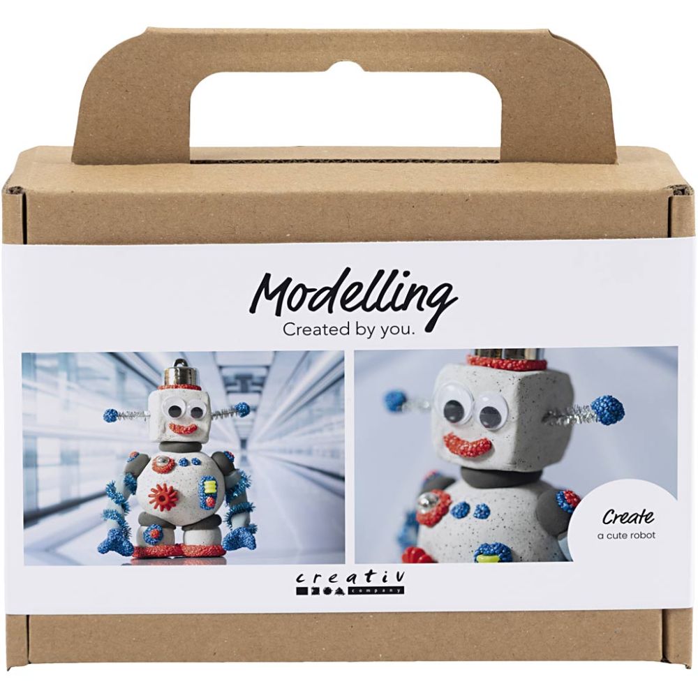 Mini Hobbyset Boetseren, Robot, blauw, grijs, rood