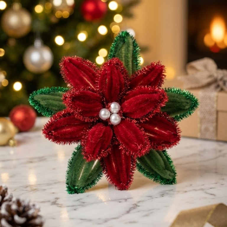 Kerstworkshop: Chenille Poinsettia Maken